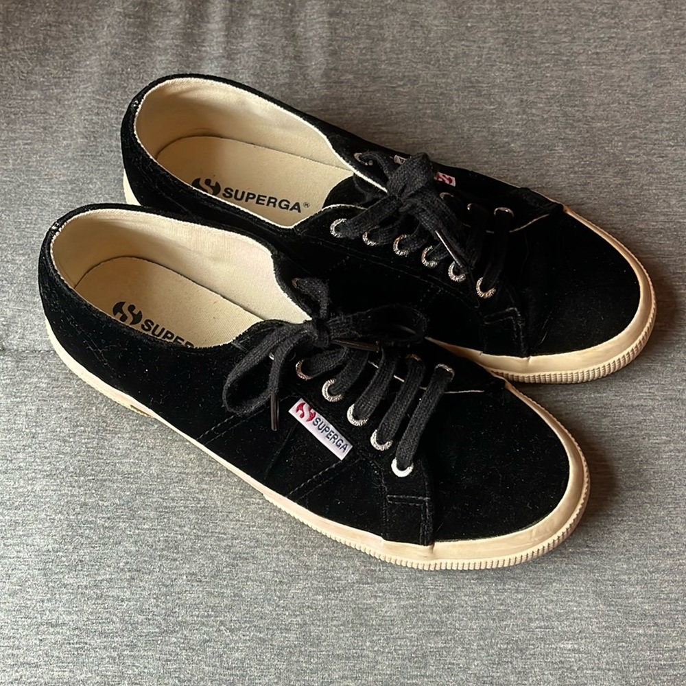 Superga Black Velvet Shoes